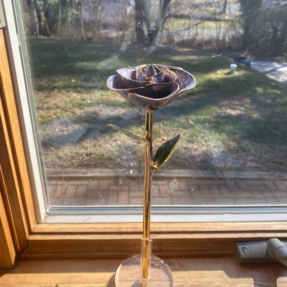 Other - Steven Singer Purple 24kt Gold Dipped Rose Glitter Flower Display